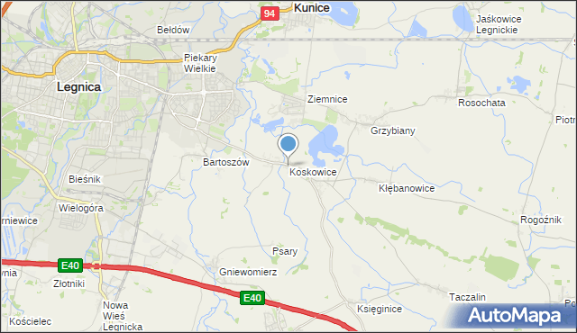 mapa Koskowice, Koskowice na mapie Targeo